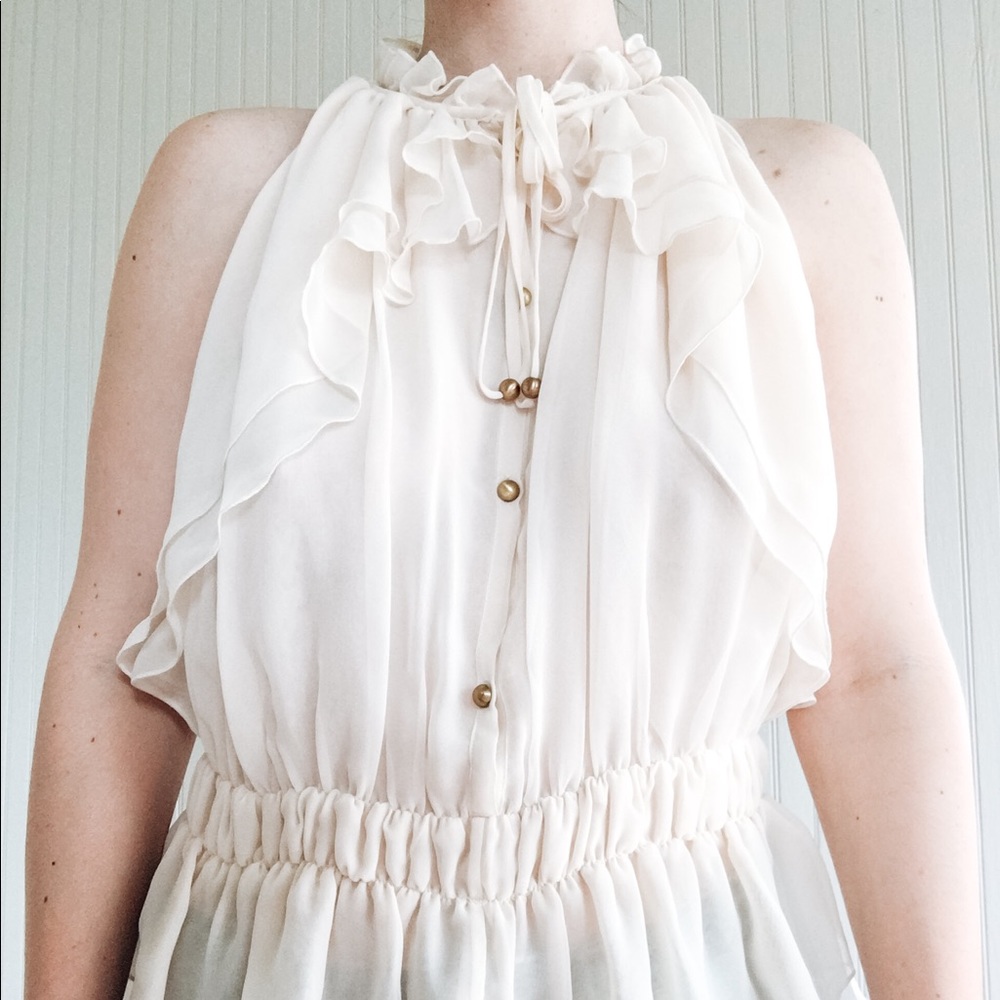 Robert Rodriguez Off White Sheer Blouse Small